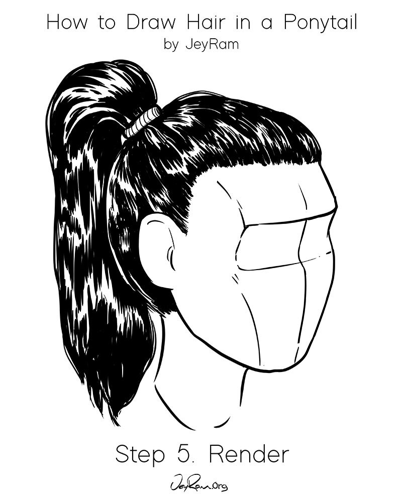 How to Draw Hair in a Ponytail: Easy Tutorial for Beginners - JeyRam  Drawing Tutorials